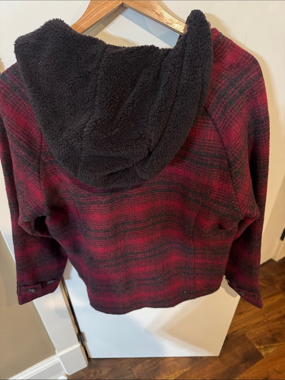 Woolrich Red And Black Plaid Sherpa-Lined Zip Hoodie View 3